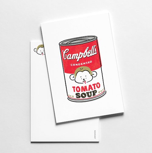 Jormation Monkey in Campbell's Soup Art Parody Postcard