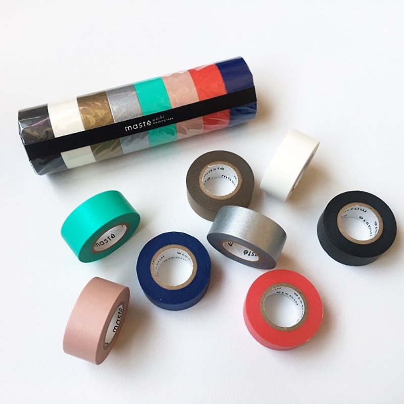 maste Masking Tape 和紙膠帶8捲組【Color Mix (MST-MKT182-SET)】 - 紙膠帶 - 紙 多色