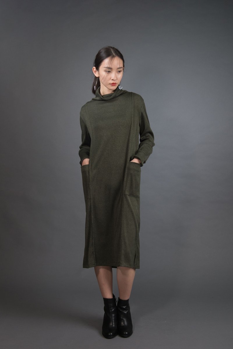 Green knitted dress - Women's Sweaters - Polyester Green