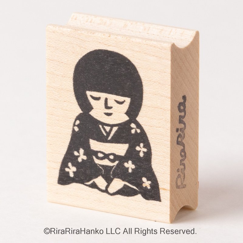 Okappa-chan [three fingers]*Rubber stamp*R222 - Stamps & Stamp Pads - Wood 