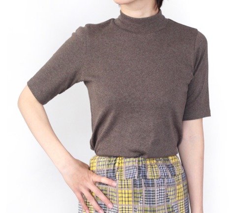 CANOPE 日本製オーガニックコットン 形にこだわった 大人のハイネック4分袖Tシャツ【サイズ・色展開有り】