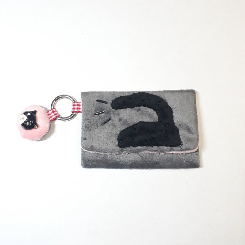 cat's tail purse card wallet key holder purse - 皮夾/長短夾/錢包 - 其他人造纖維 