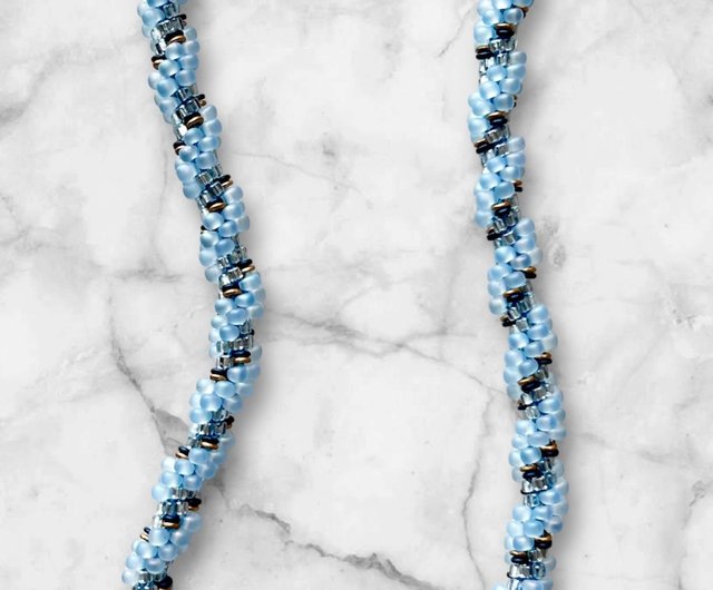 【透き通るような青の魔法】CHANEL ネックレス ブルービーズ 日本製ビーズ編みネックレス / オーシャンブルー - ショップ