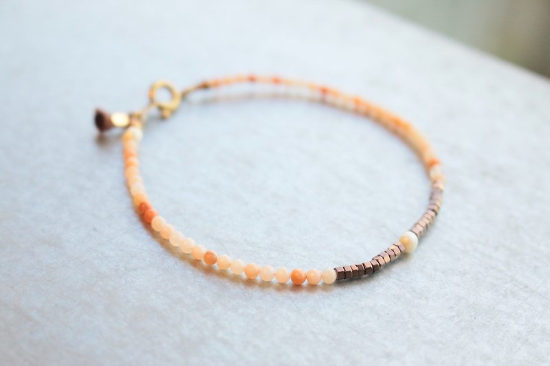 Safety brass bracelet bracelet natural stone agate - Bracelets - Gemstone Orange