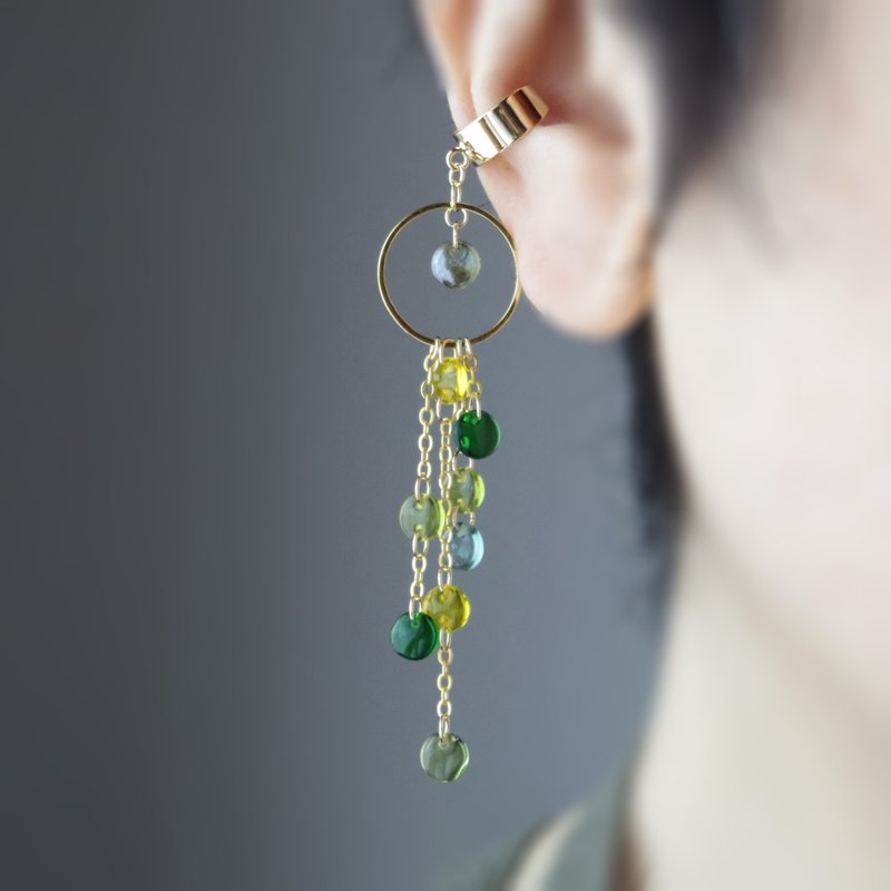 Single ear cuff, Kitsuki Iyasaka - ต่างหู - แก้ว สีเขียว