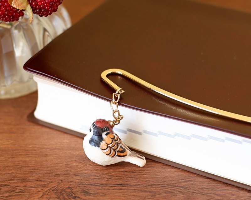 Washi Paper Accessory Bookmark Sparrow Bird Backyard Bird Ornithology - ที่คั่นหนังสือ - วัสดุอื่นๆ สีนำ้ตาล