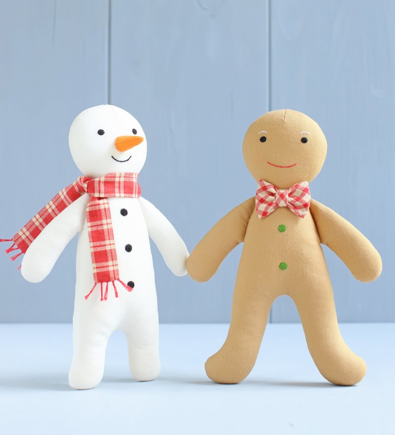 2 PDF Gingerbread Man Doll + Snowman Doll Sewing Patterns Bundles - 手工藝教學/工具書 - 其他材質 