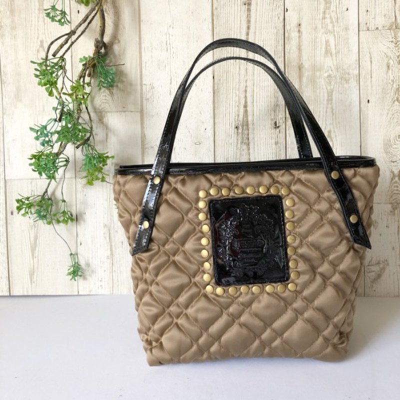 Fluffy Quilt x Enamel * Adult Tote S * Beige - กระเป๋าถือ - ผ้าฝ้าย/ผ้าลินิน 