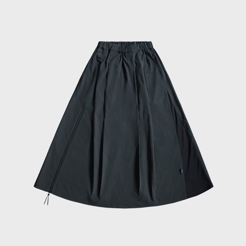 DYCTEAM - RAYON Nylon 微皺肌理紋機能_打摺鬆緊長裙 - 裙子/長裙 - 其他材質 灰色