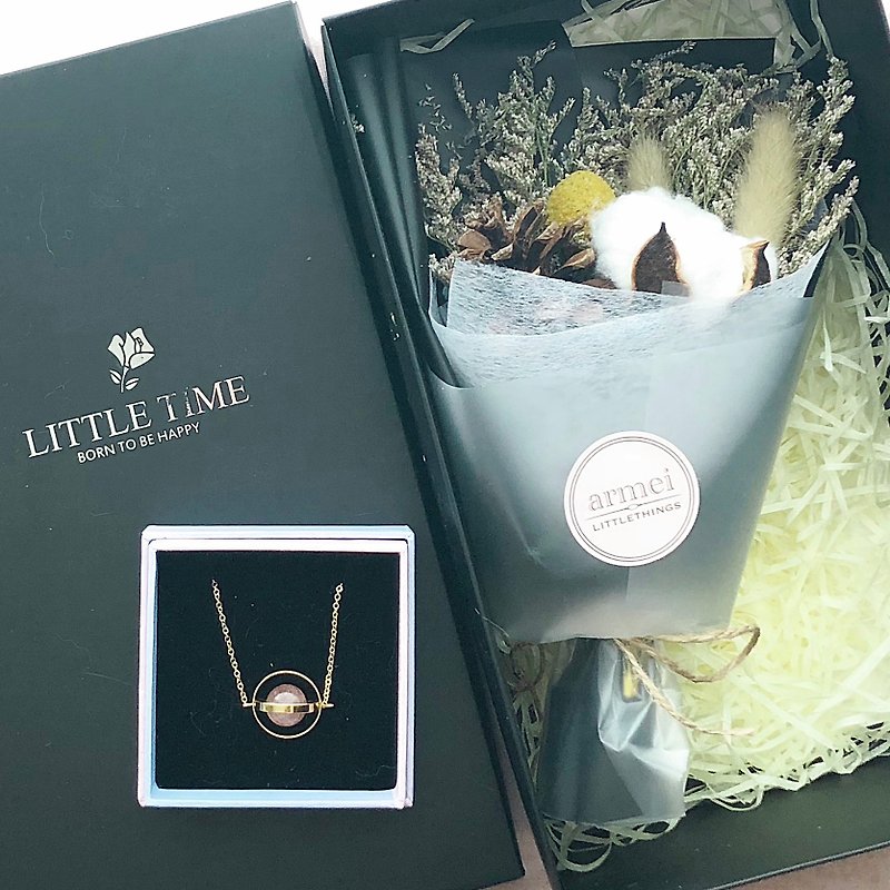 Sincerity gift [Flower gift box set] Gold. Planet series + dry bouquet not mini - Necklaces - Other Metals Multicolor