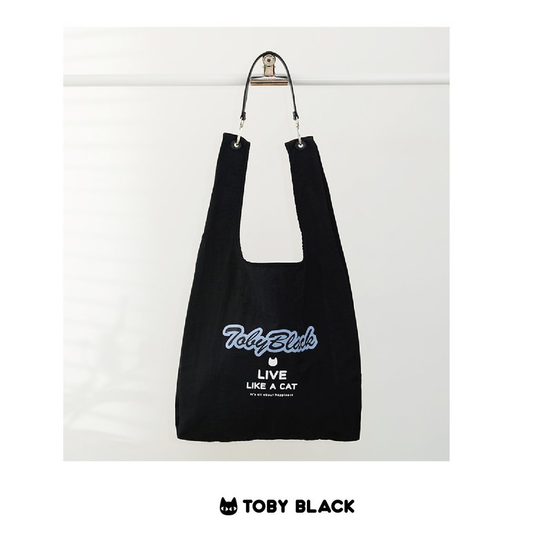 Toby Black Live Like A Cat Story Bag - กระเป๋าถือ - ไนลอน สีดำ