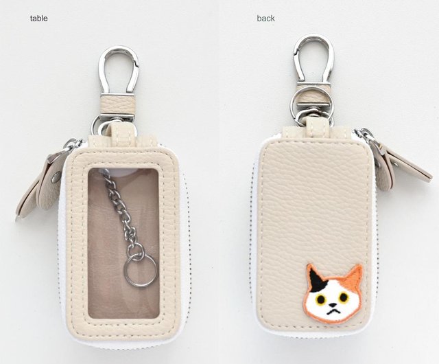 2個収納 スマートキーケース ダブル 【 刺繍 ワッペン 猫
