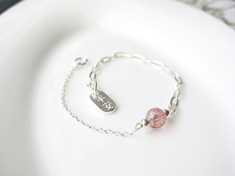 草莓超七 x 925銀飾 【平安來敲門】純銀925手鍊設計款 禮物 - 手鍊/手環 - 水晶 紅色