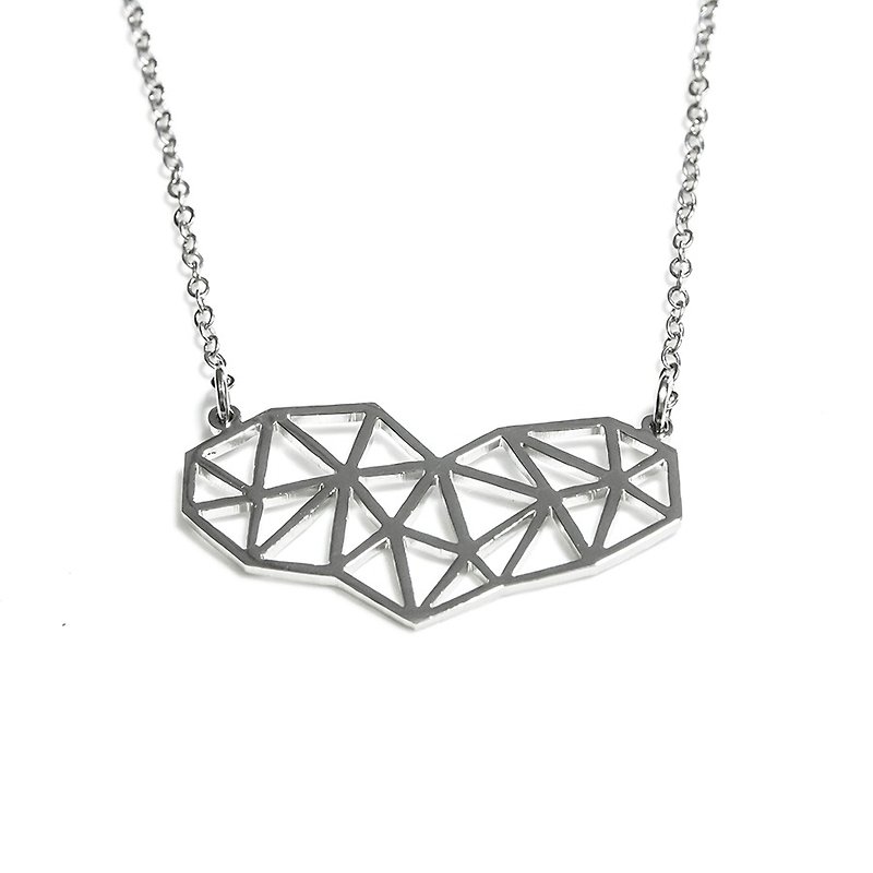 Abstract polygon heart necklace - 項鍊 - 其他金屬 銀色
