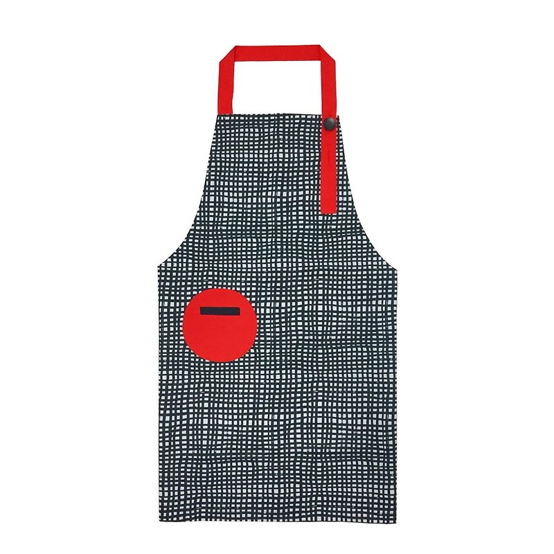 OGG geometric fun color matching Mummy work apron fight lattice - Aprons - Polyester Red