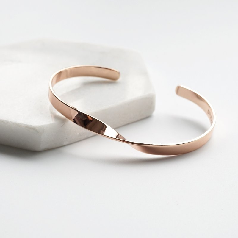 Ribbon Infinity Bangle - Rose Gold - Bracelets - Other Metals Pink