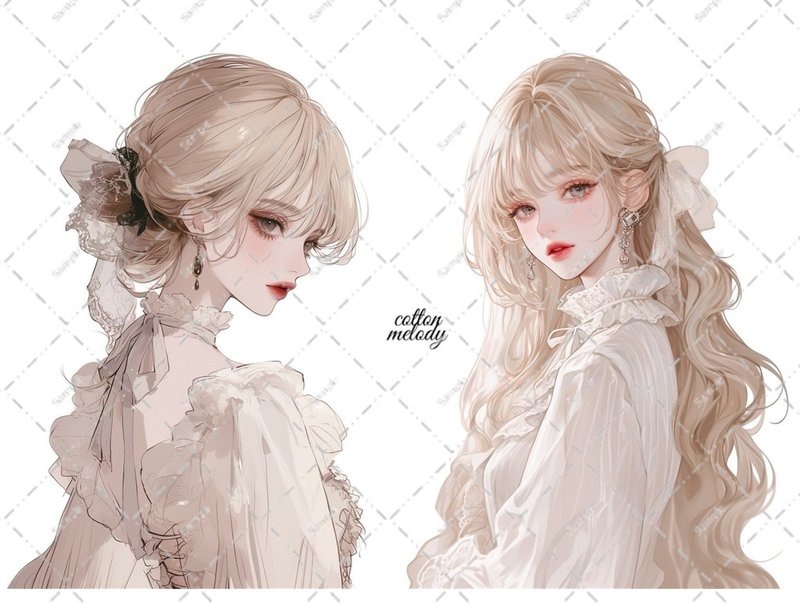 original sticker no.6351 人物ステッカー オリジナルステッカー 人物ステッカー 女の子ステッカー オリジナル人物ステッカー - 貼紙 - 紙 