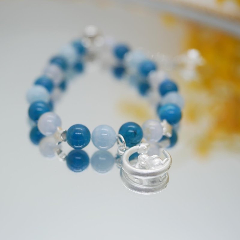 Ocean Moon Energy Gemstone Crystal Bracelet Enhances Confidence and Reduces Anxiety - สร้อยข้อมือ - คริสตัล สีน้ำเงิน