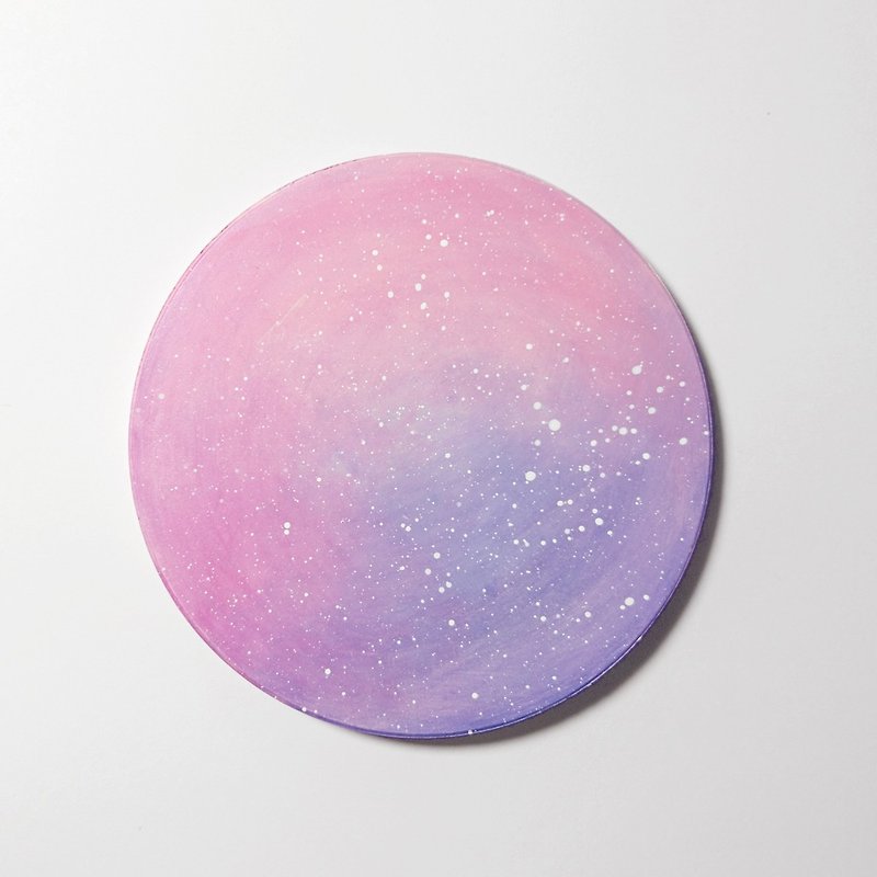 Starry sky hand-painted coaster / pink + pink purple - Coasters - Pottery Pink