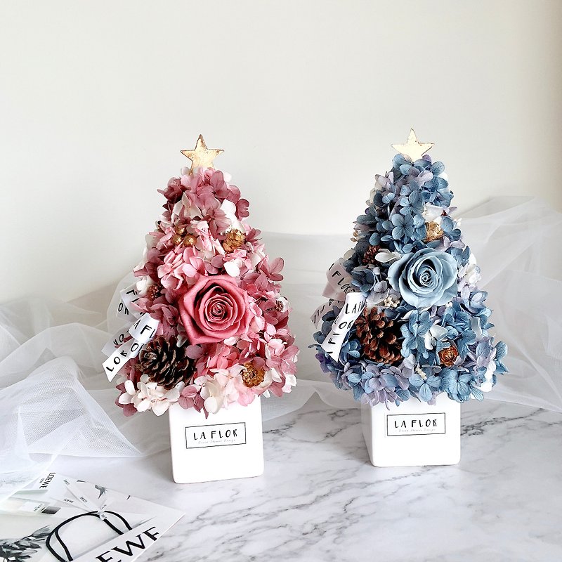 Dreamy not eternal rose Christmas tree Christmas wreath potted flower Christmas tree eternal flower - Dried Flowers & Bouquets - Porcelain 