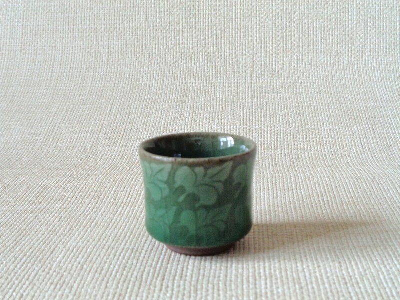 酒器 青磁象嵌 葉紋b - 酒杯/酒器 - 陶 綠色