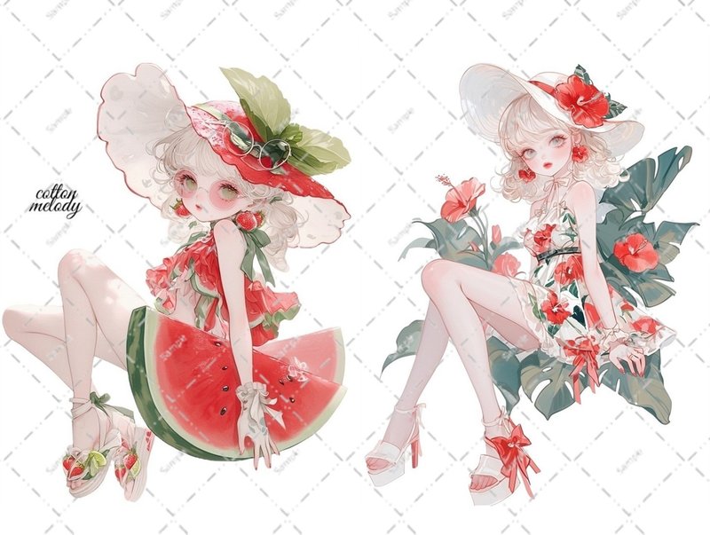 original sticker no.6600 人物ステッカー オリジナルステッカー 人物ステッカー 女の子ステッカー オリジナル人物ステッカー - 貼紙 - 紙 
