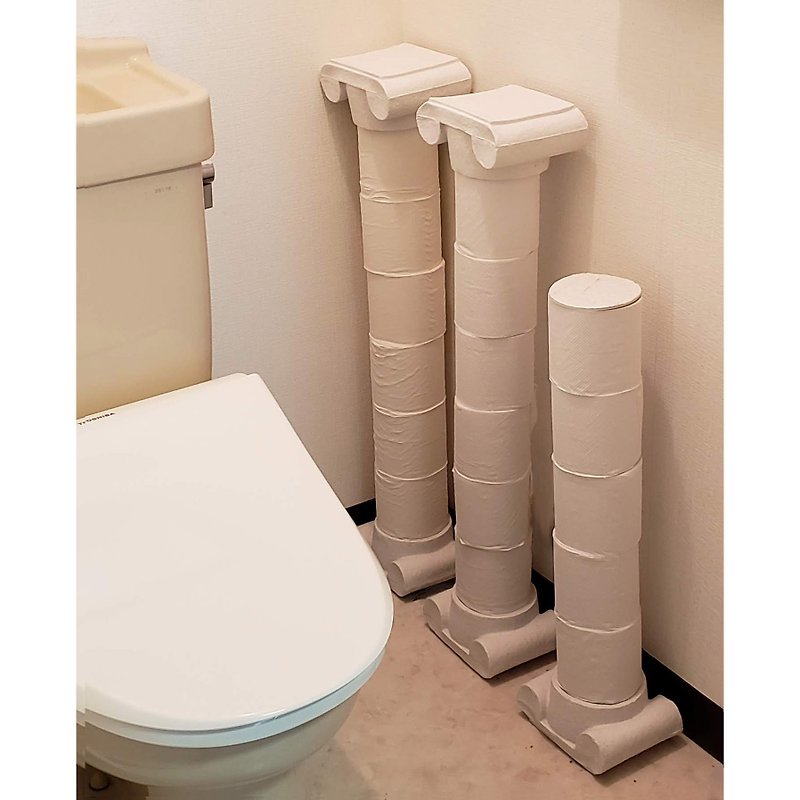 トイレットペーパーを神殿の柱のように飾る商品 - 浴室用品/收納 - 紙 白色