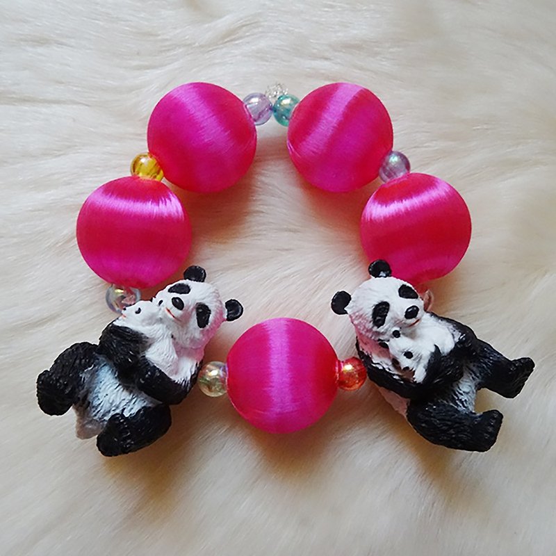 Sedmikrasky Sedmic Rusky Panda Bracelet "mom & baby" (Limited) - สร้อยข้อมือ - พลาสติก สึชมพู