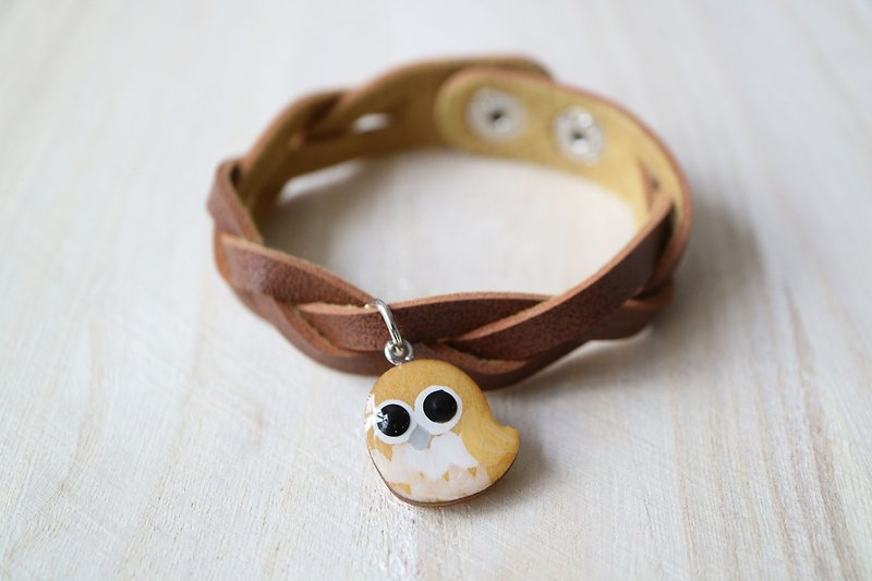 Mini owl wooden block - Bracelets - Wood Brown