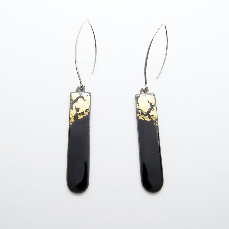 Broken peace enamel earrings 6 - Earrings & Clip-ons - Enamel Black