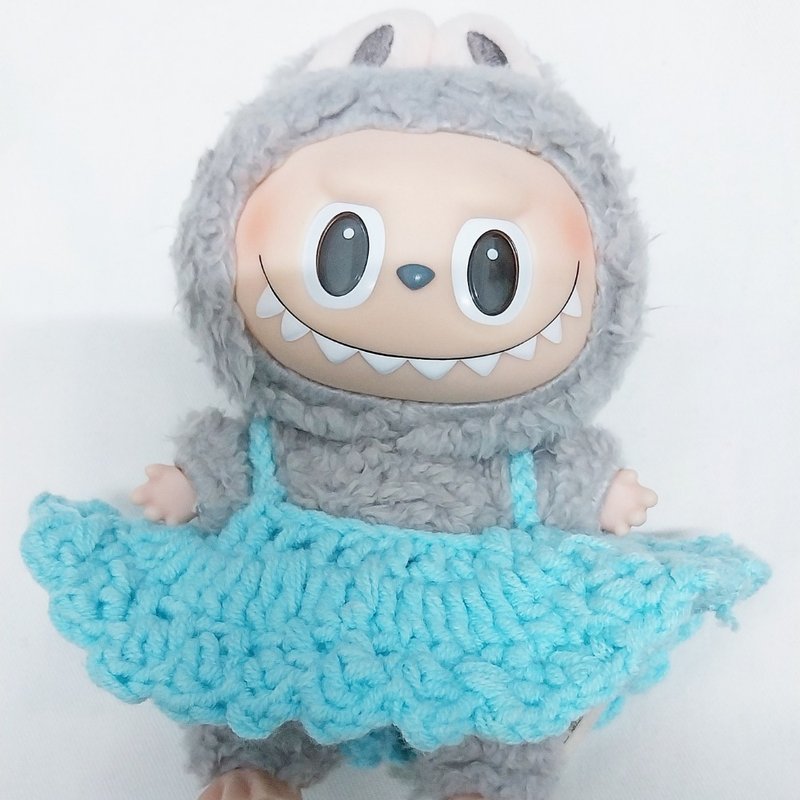 beautiful labubu V1 V2 Blue short doll dress yarn crochet handmade - Stuffed Dolls & Figurines - Other Materials Blue