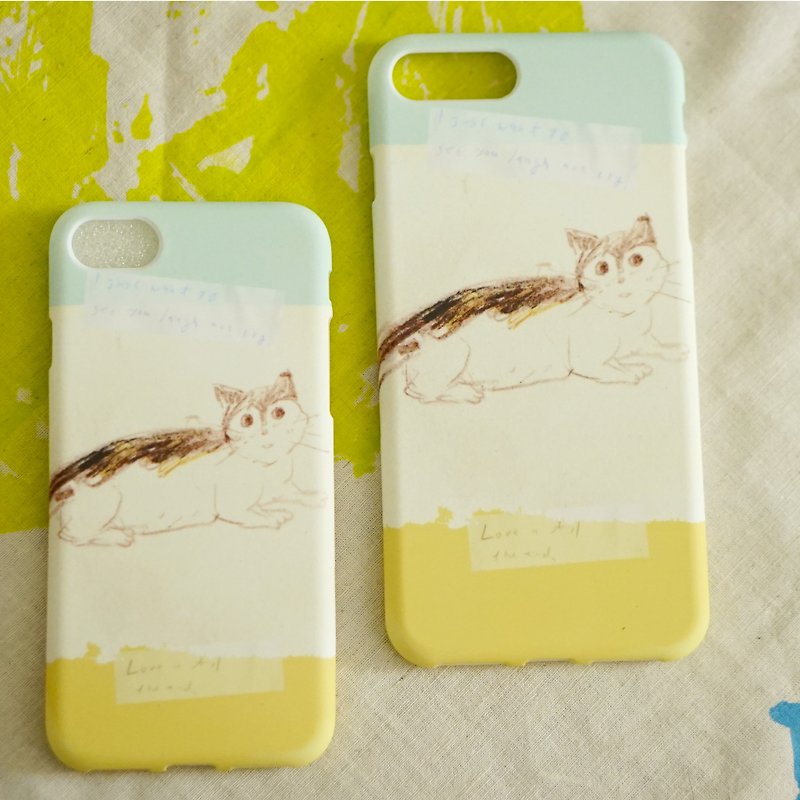 Street cat diary phone case always love you my kitten green and yellow iphone full series of various models - เคส/ซองมือถือ - ยาง สีเหลือง