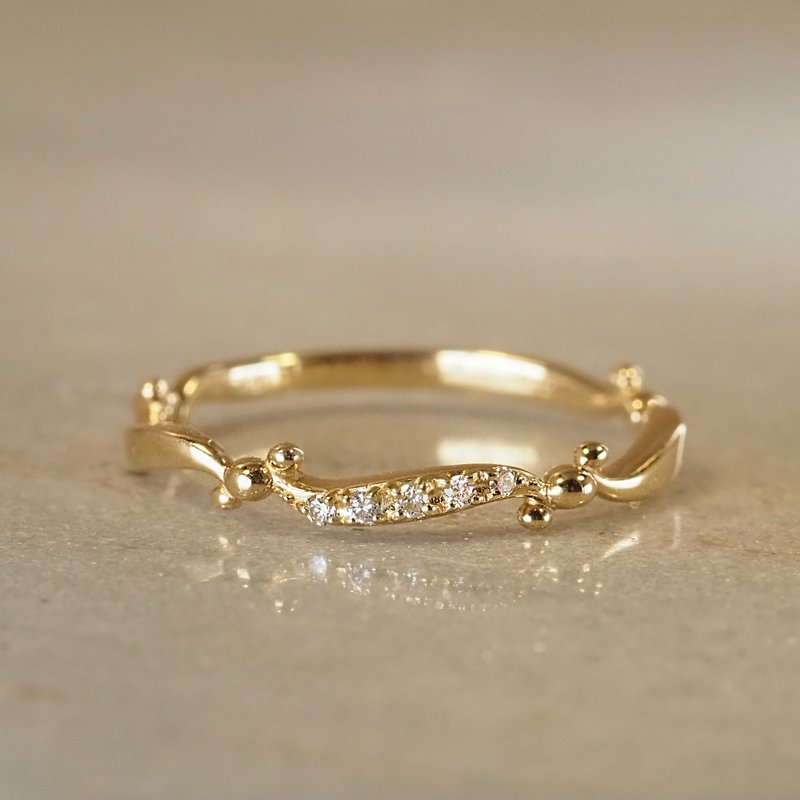 Calligra Diamond Ring | 日系復古鑽石戒指 | 18K 黃金 - 戒指 - 貴金屬 金色