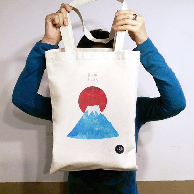 ผ้าฝ้าย/ผ้าลินิน กระเป๋าแมสเซนเจอร์ สีน้ำเงิน - Fuji Canvas Bag/Christmas Gift