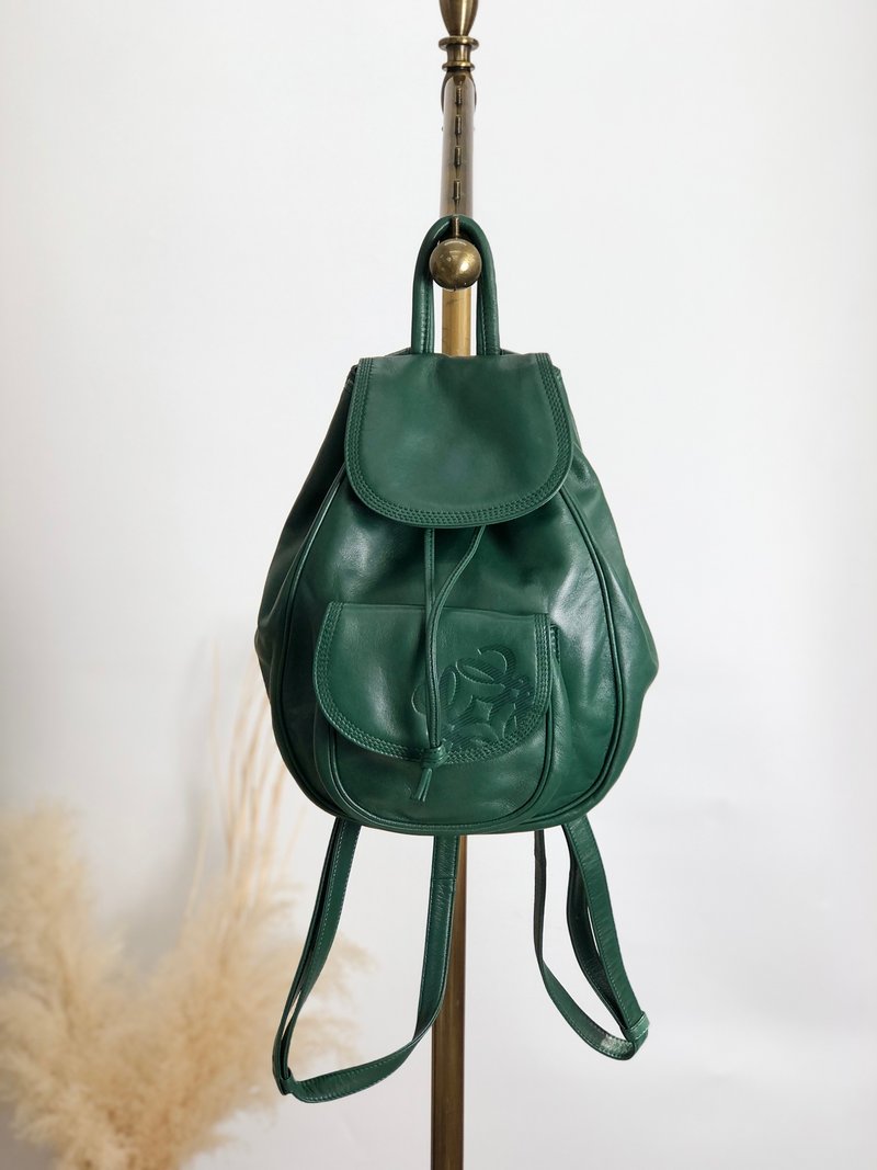 [Direct from Japan, branded used bag] LOEWE backpack, green, anagram, nappa leather, vintage, old, vmjtjf - กระเป๋าเป้สะพายหลัง - หนังแท้ สีเขียว