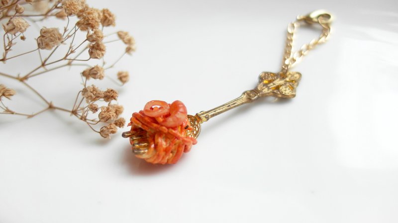 *福利品 / 展示品* 鮮蝦義大利麵 鑰匙圈 包包掛飾 日本黏土 - 鑰匙圈/鑰匙包 - 黏土 多色