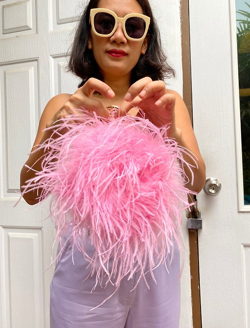sginstar Ray sweet pink feathers mini bag for cocktail party
