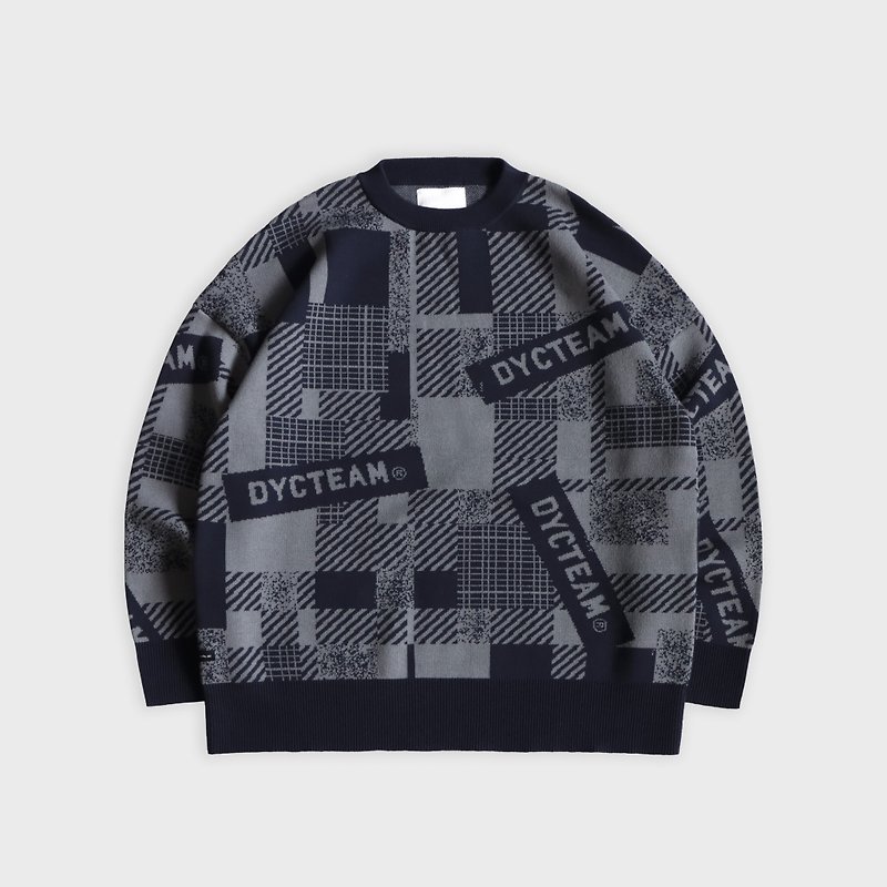 DYCTEAM - Logo pattern knitted sweater (dark/blue) - 男裝 毛衣/針織衫 - 其他材質 藍色