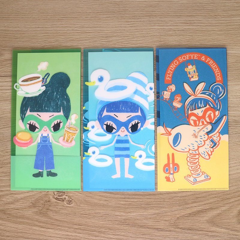 Folder/ Anti-epidemic mask cover - Flying Sofye Su Fei set of 3 types - Folders & Binders - Plastic Multicolor