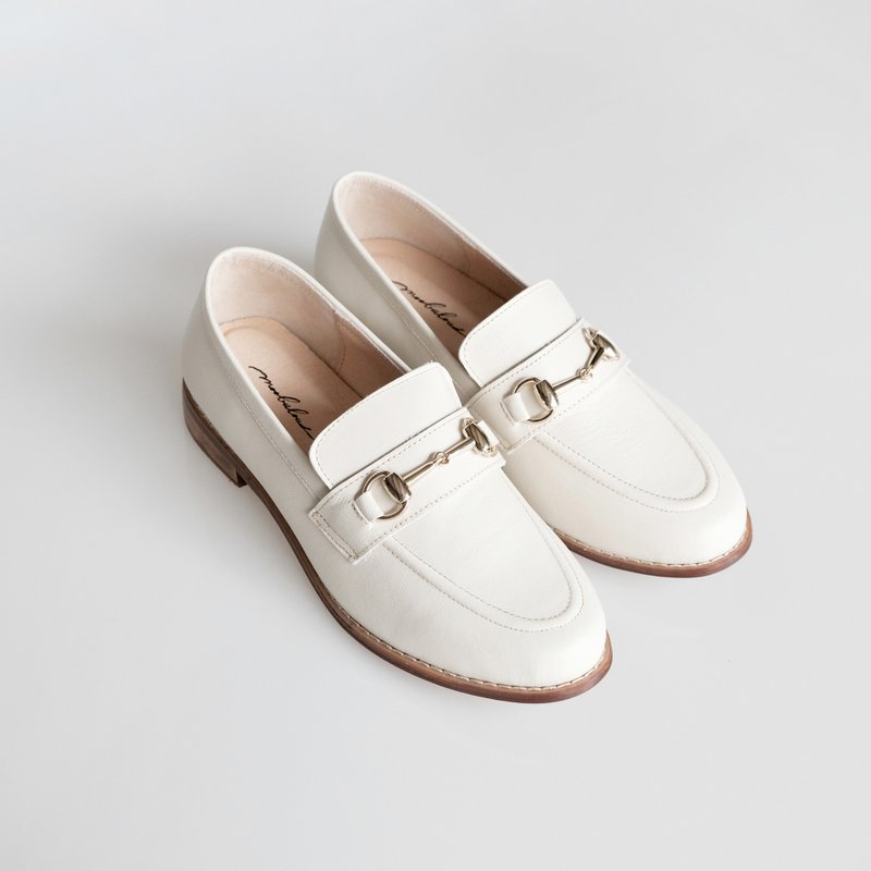 Shape of you Loafer Leather Air Cushion Shoes - Frost White - รองเท้าอ็อกฟอร์ดผู้หญิง - หนังแท้ ขาว