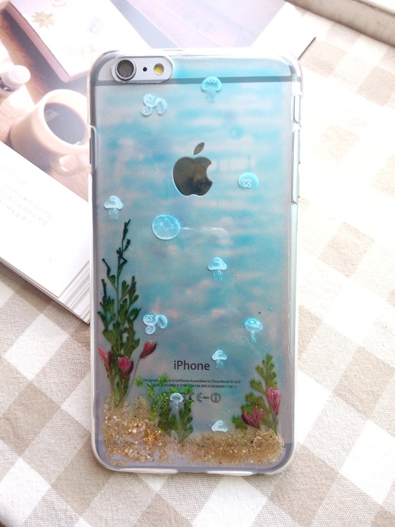 Pressed flowers phone case, Fit for iPhone 6 plus,  - Phone Cases - Plastic Blue