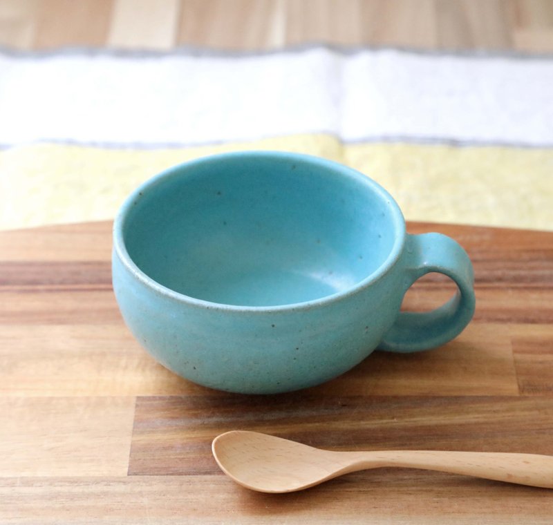 Rustic and Cozy Turquoise Blue Glaze Soup Cup - Mugs - Pottery Blue