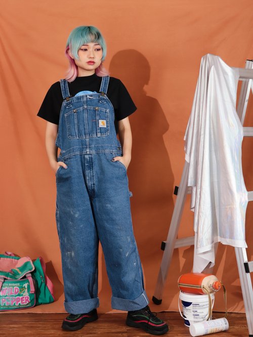 Tsubasa.Y│Carhartt suspenders trousers 016 denim blue 48 waist tooling  suspenders - Shop tsubasay Overalls & Jumpsuits - Pinkoi