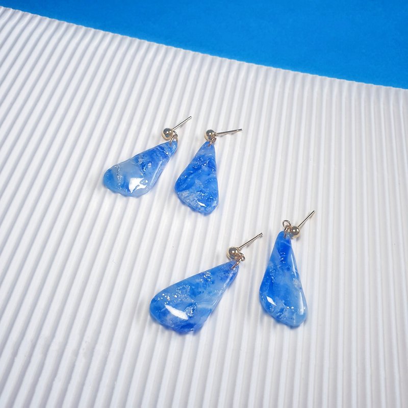 Blue Ocean | Round Triangle Style | Earrings/Earrings - ต่างหู - ดินเผา 