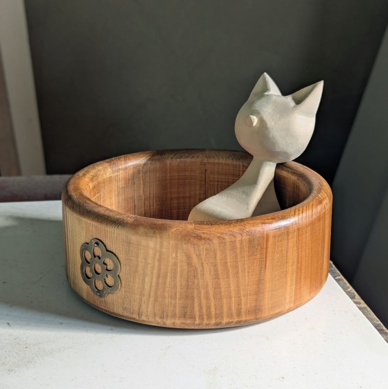 開運貓咪聚寶盆 - 擺飾/家飾品 - 木頭 卡其色