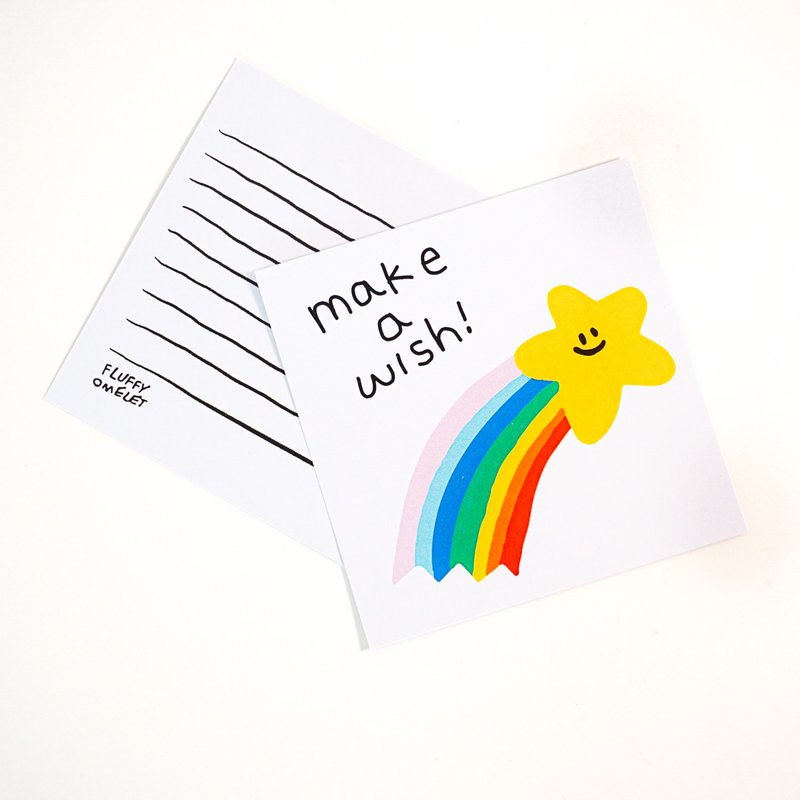 Make a wish Card - 卡片/明信片 - 紙 黃色