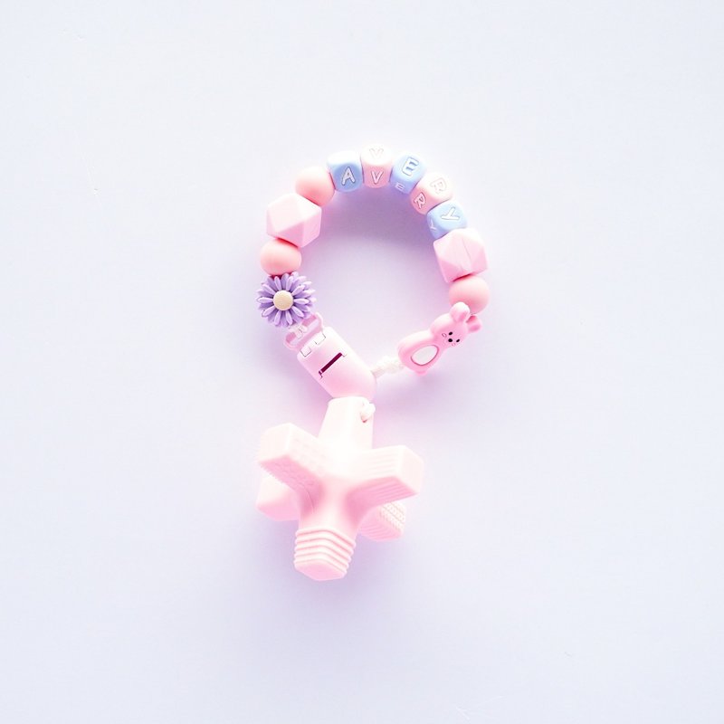 AVEry Daisy Rabbit pink wave absorbing block teether/customized pacifier chain - Kids' Toys - Other Materials Multicolor