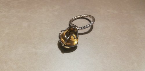 アンティークシルバースプーンのリメイク天然石付きリング_0599
