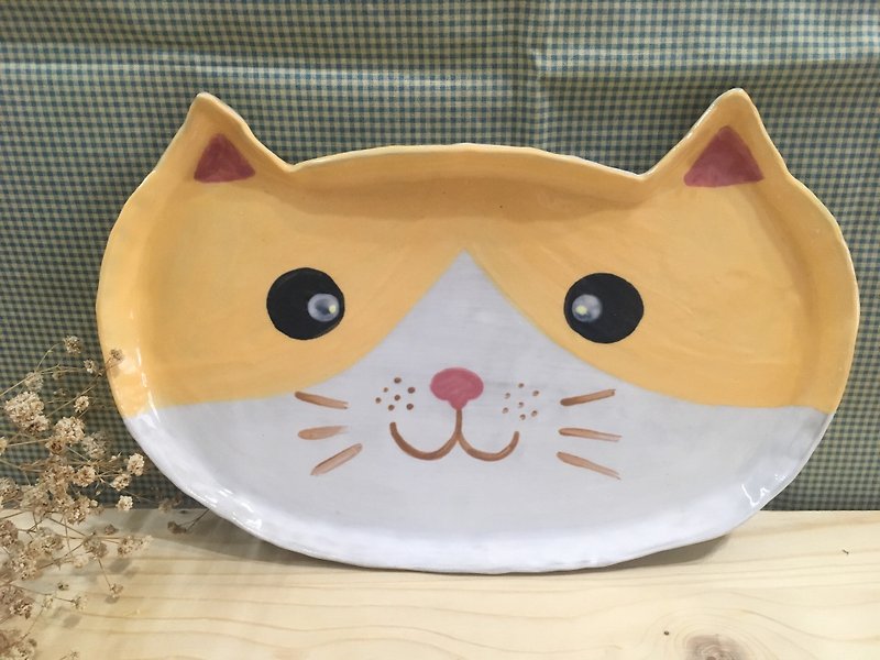 貓咪(中)陶盤-黃 - 豉油碟/小碟/醬油碟 - 陶 