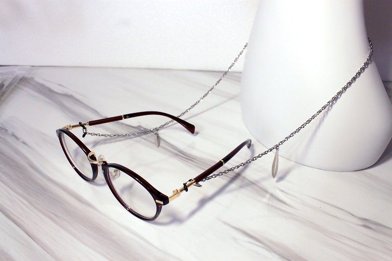 Leaf Stainless steel Glasses chain - Glasses & Frames - Other Metals Silver